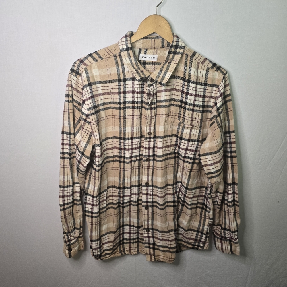 PacSun Men’s XL Multi-Color Plaid Flannel Button Down Shirt with Pockets